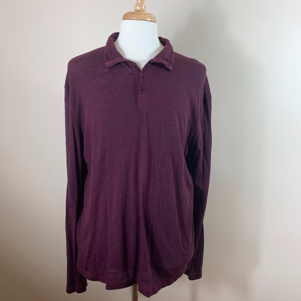 John Varvatos Long Sleeve Combo Collar Polo
